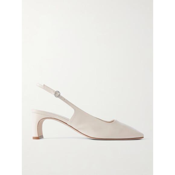 Aeyde Shoes - Aeyde Eliza Leather Slingback Pumps - 7 - Cream
